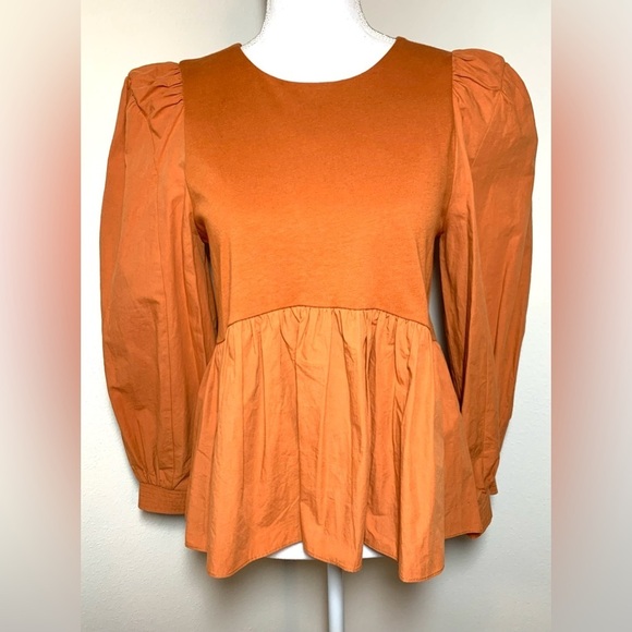 NWOT English Factory Peplum High Low Hem  Boho Top Cotton Blend Women Small - Picture 1 of 5